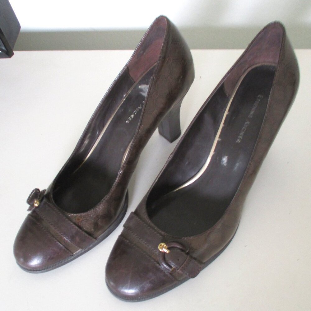 Etienne Aigner "Margaux" Womens Brown Leather Pump w/3" Heel - Size 9M
